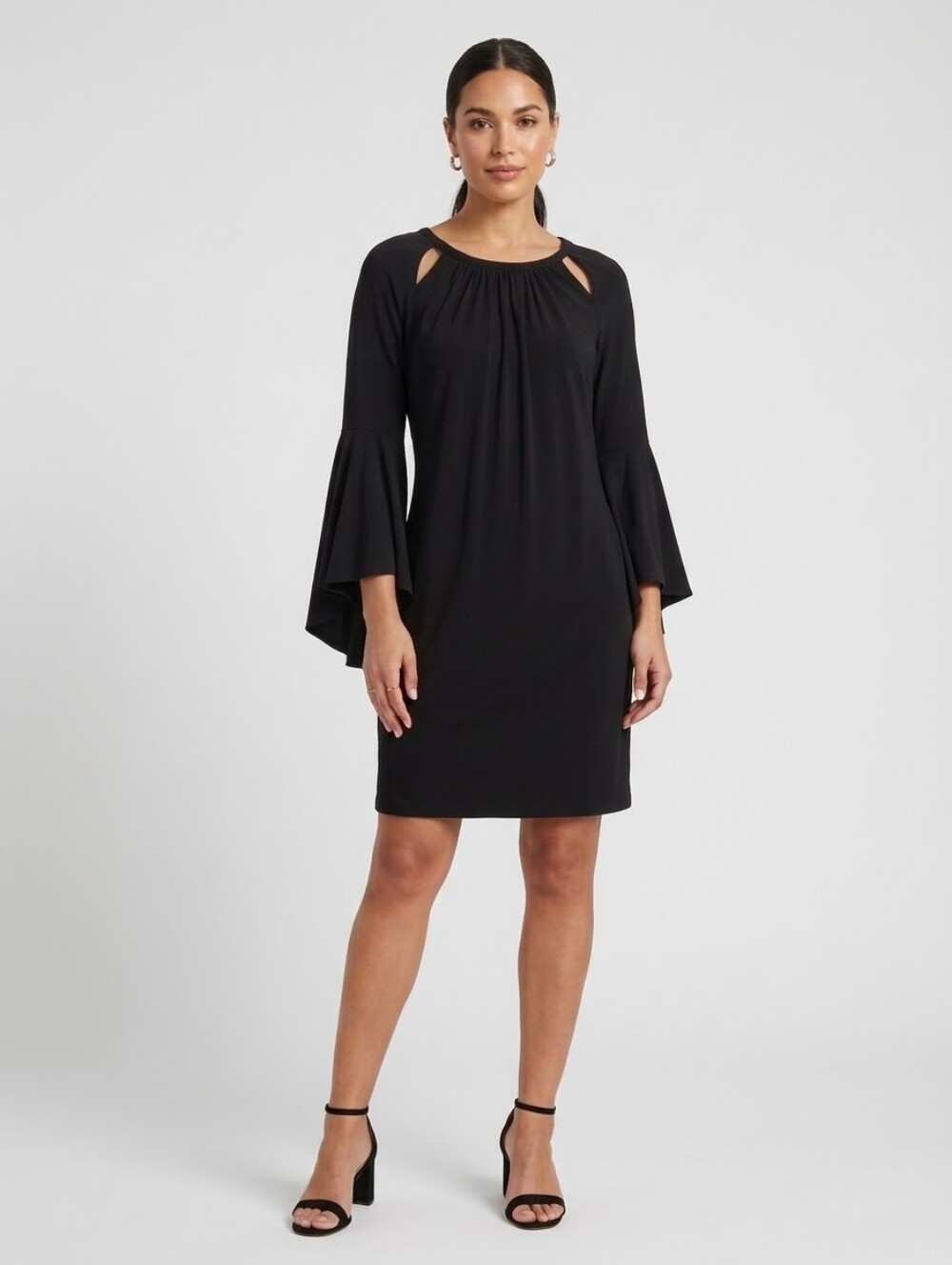 Calvin Klein Black Cutout Bell-Sleeve Mini Dress